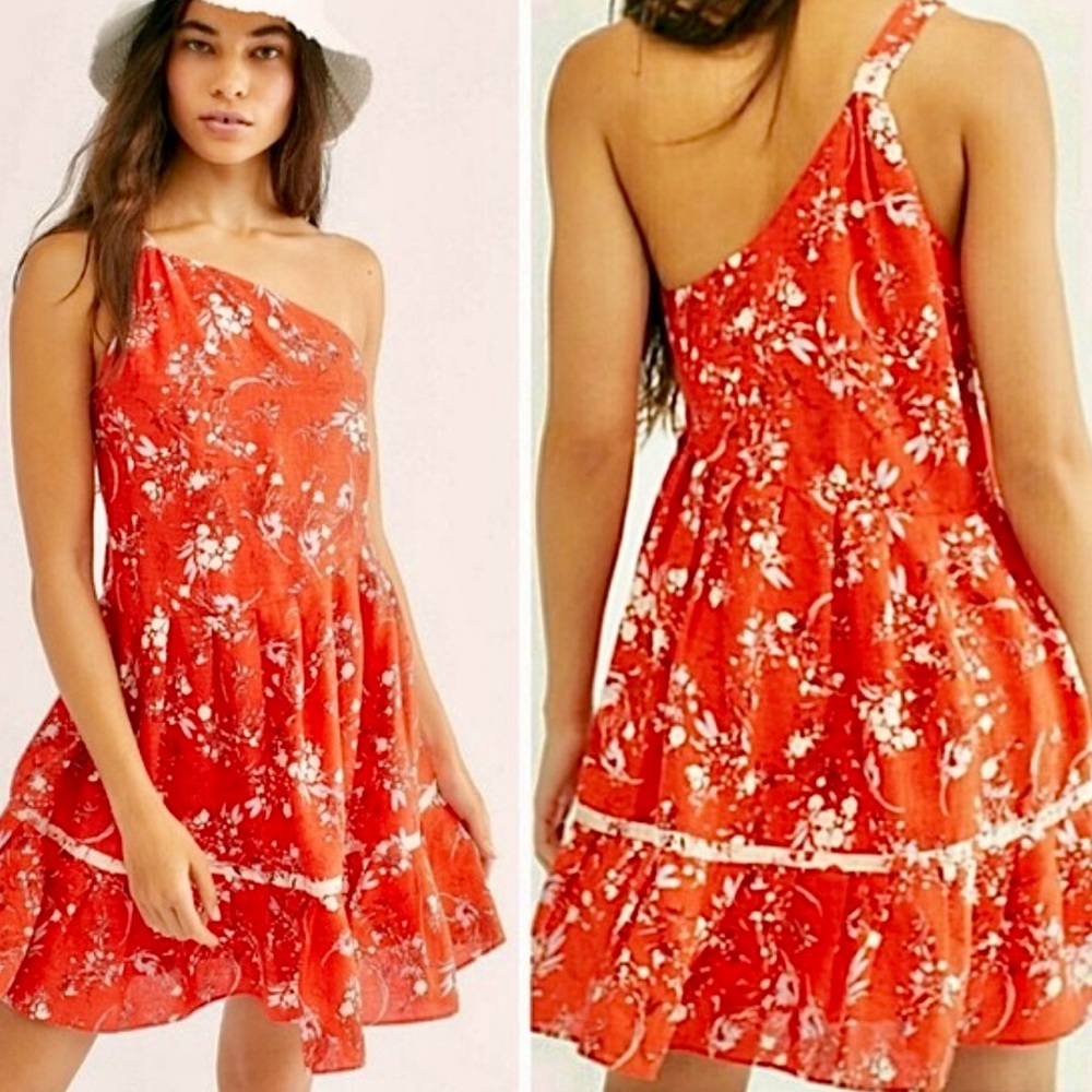 NWT Free People All Mine Floral Print Size XS Linen Blend Mini Dress